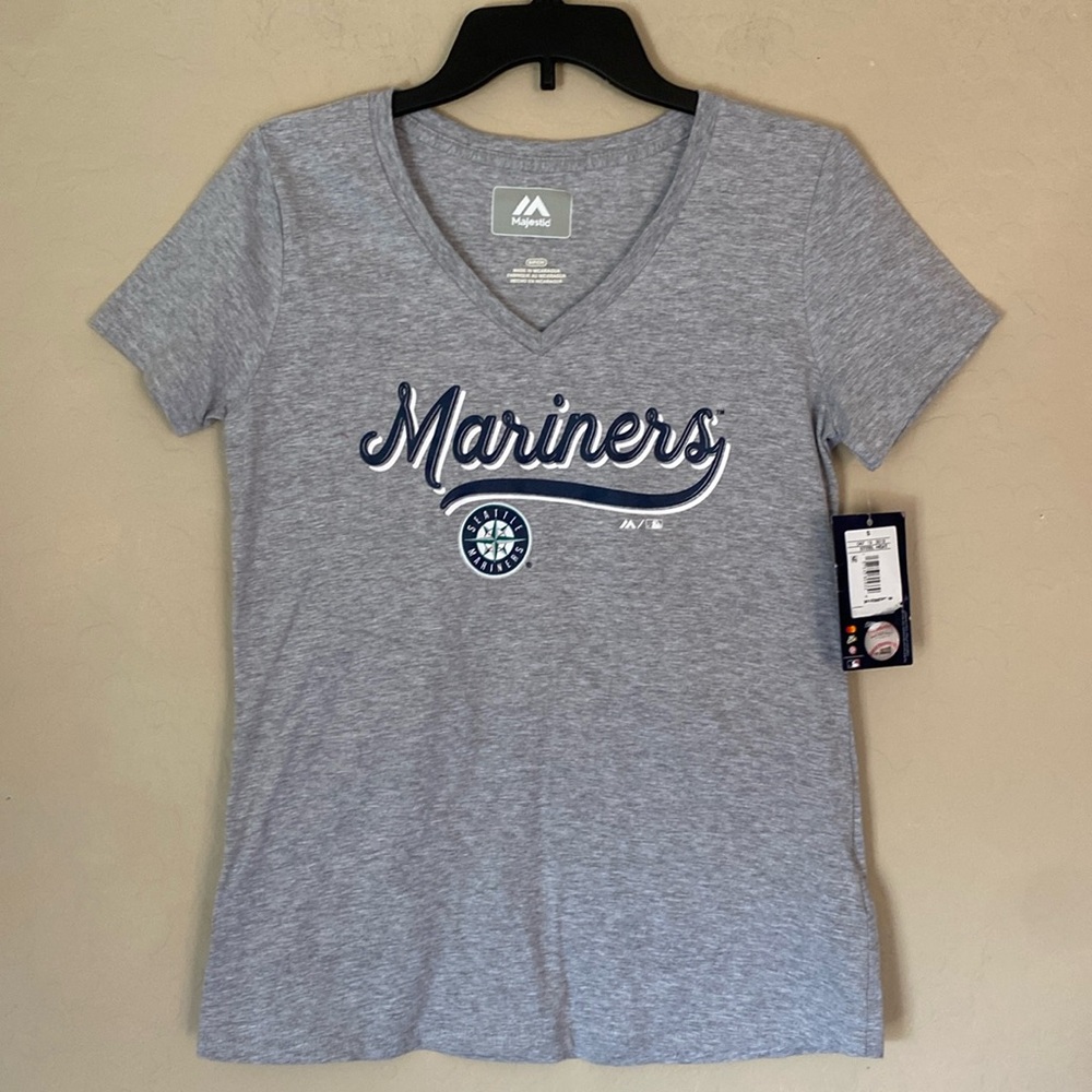 Seattle Mariners baseball, small, v-neck, gray shirt